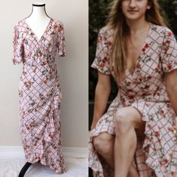 Forever 21 Floral Grid Wrap Dress Size XL Women - Picture 8 of 8